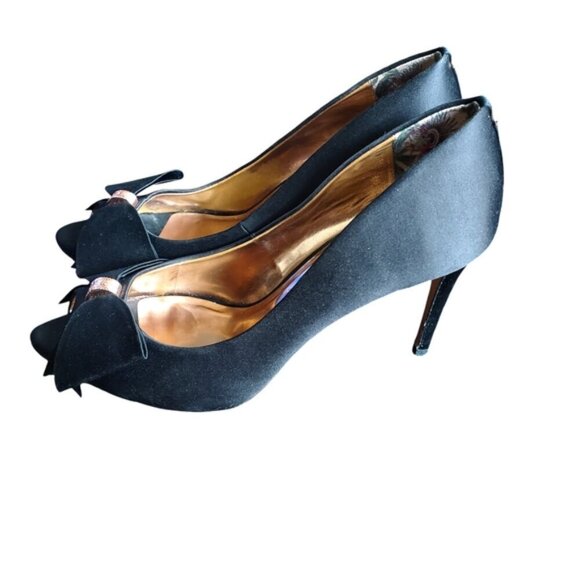 Ted Baker Black Nuala Bow Satin Pumps Size 40 - Picture 2 of 6